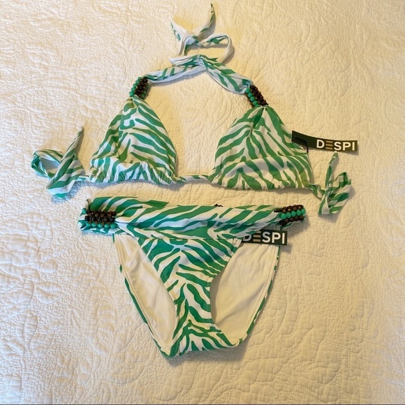 Despi NWT Copacabana Green Zebra Print -S - Picture 1 of 10